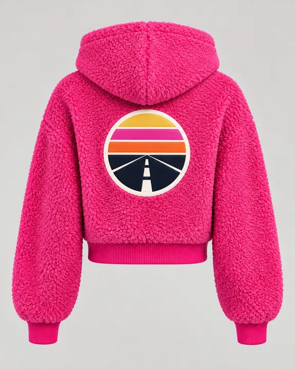 Chaqueta peluda con capucha Hypeway — Rosa fucsia